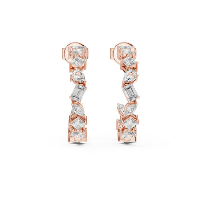 Women’s Anniversary Stud Earrings | Marquise–Princess–Pear Lab Diamonds – 18K Rose Gold