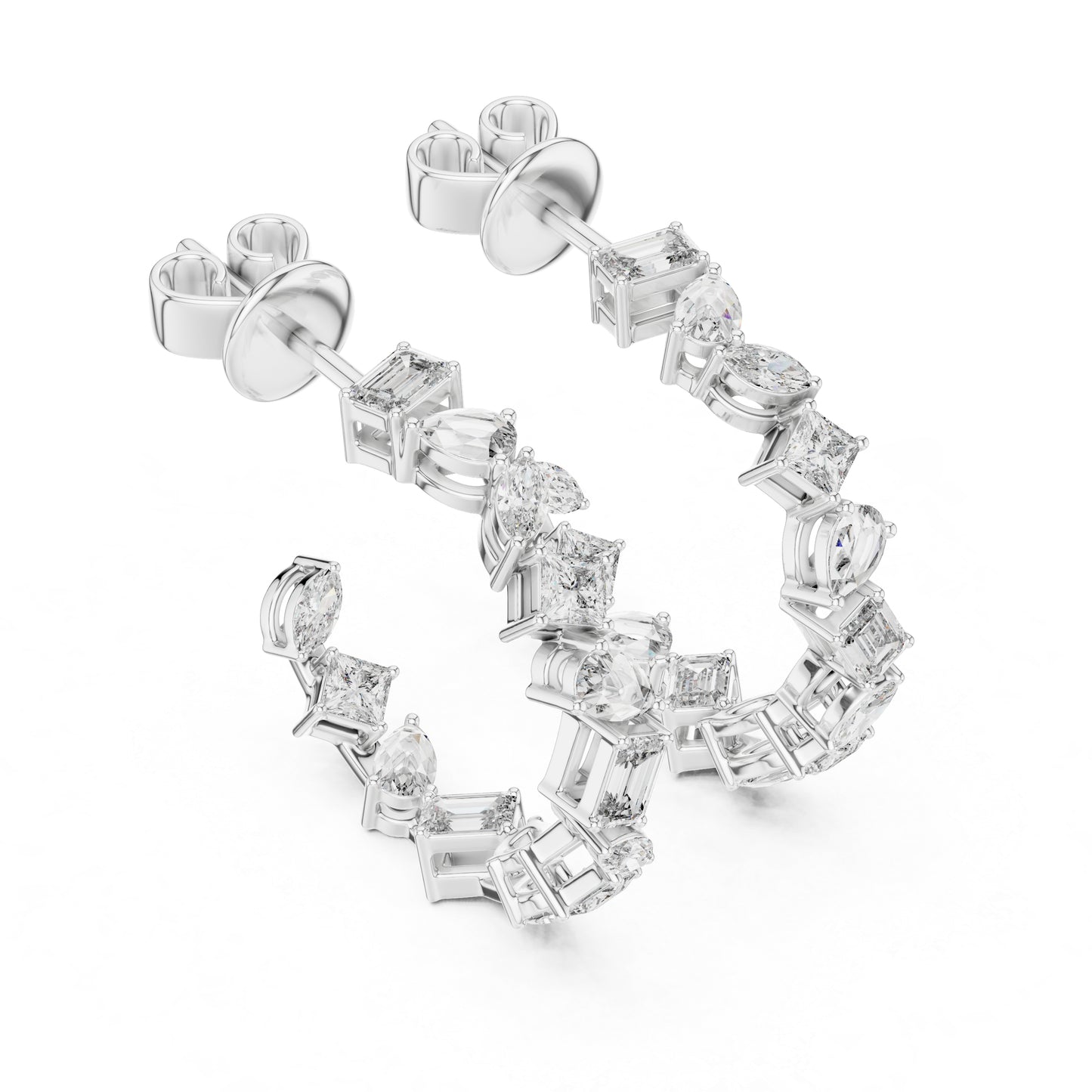 Women’s Anniversary Stud Earrings | Marquise–Princess–Pear Lab Diamonds – 18K Rose Gold