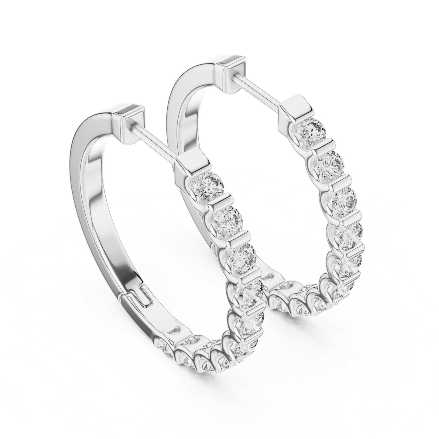 Pure Carat 18K White Gold Round Diamond Earrings | Lab-Grown | Engagement Jewellery