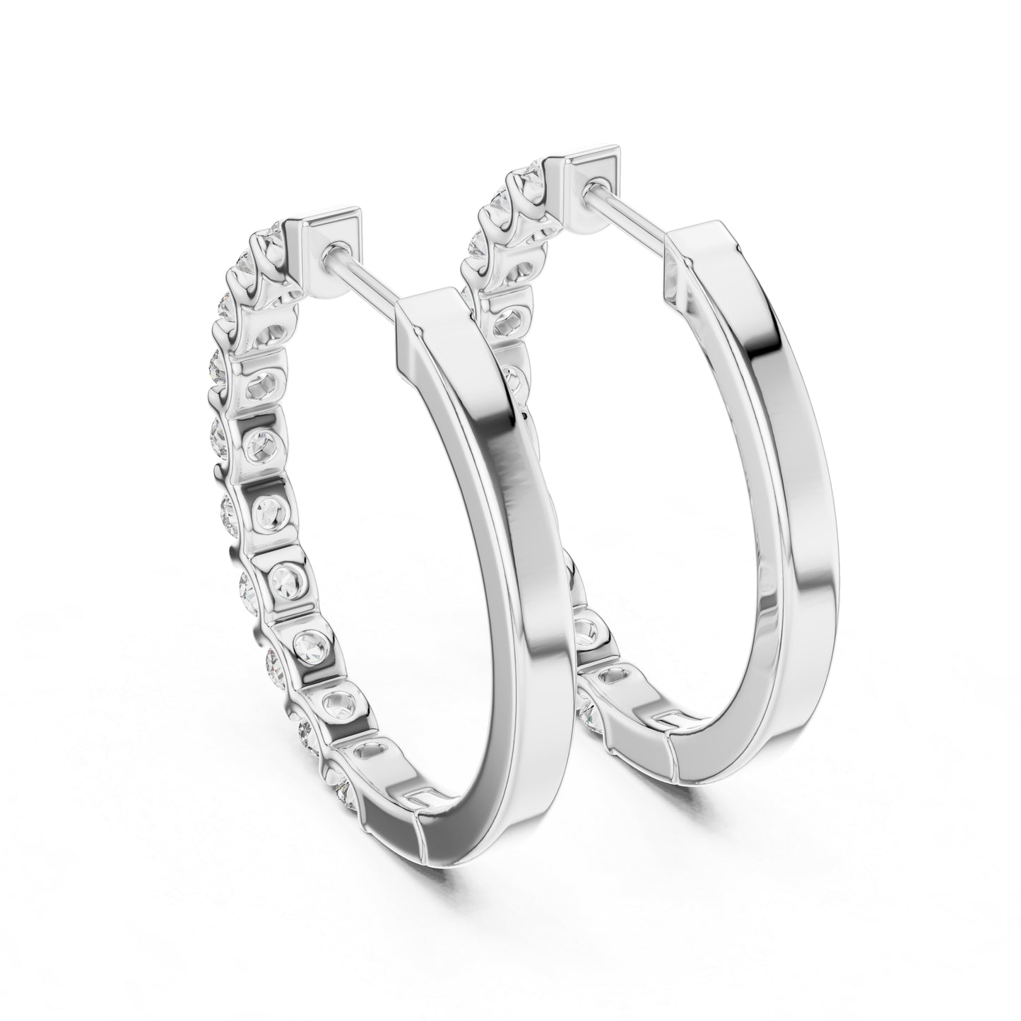 Pure Carat 18K White Gold Round Diamond Earrings | Lab-Grown | Engagement Jewellery
