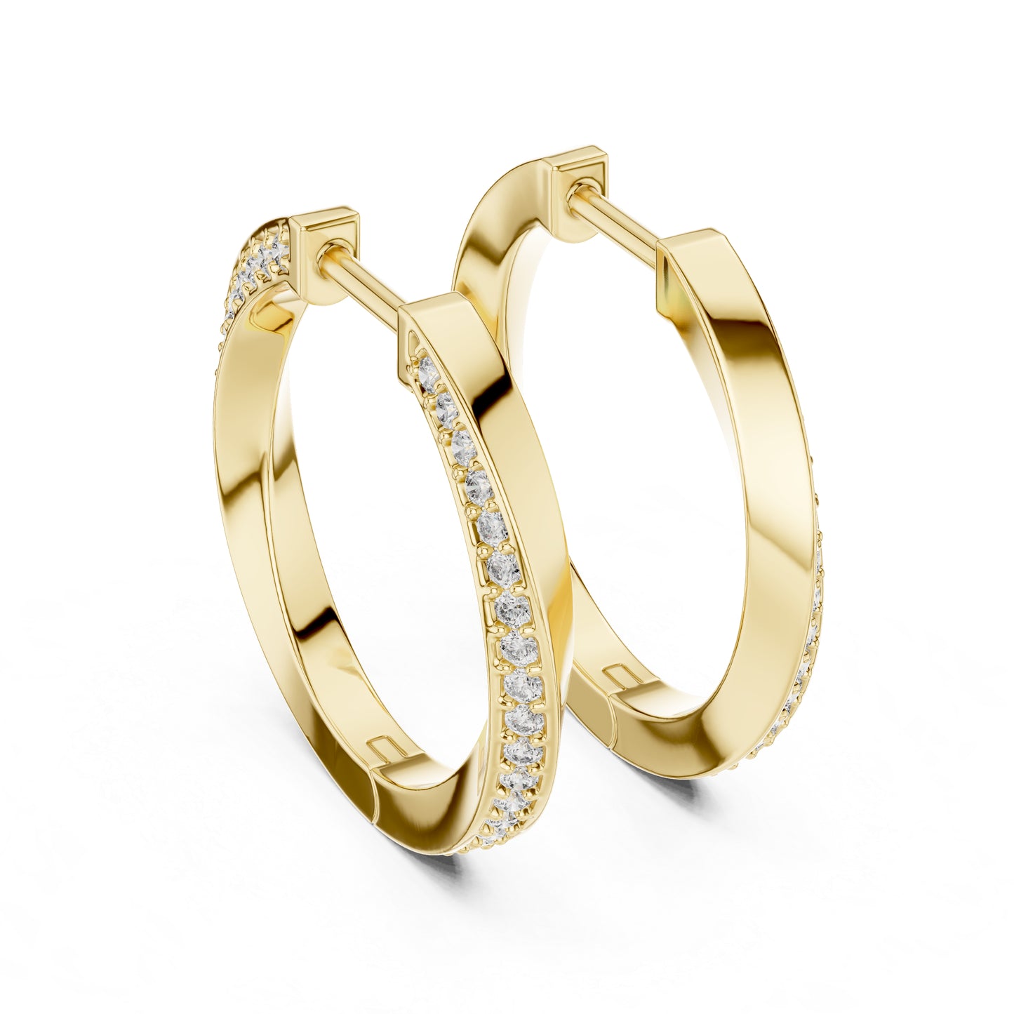 Women’s Office Wear Drop Earrings - Round Cut Diamonds - 18K Yellow Gold - Pure Carat