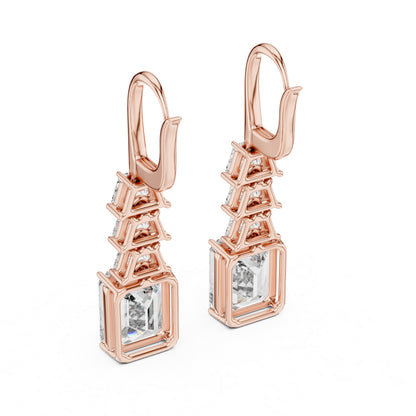 Bridal Stud Earrings | Emerald & Trapezoid Lab-Grown Diamonds | 18K Yellow Gold | Pure Carat