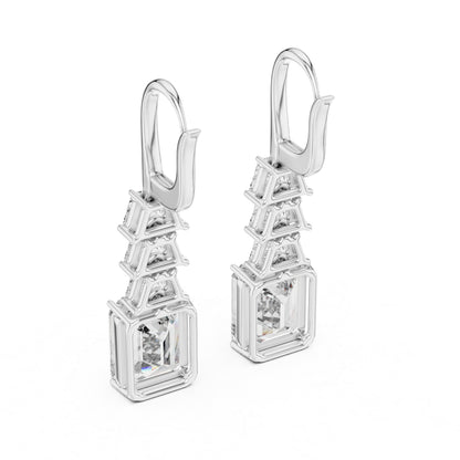 Bridal Stud Earrings | Emerald & Trapezoid Lab-Grown Diamonds | 18K Yellow Gold | Pure Carat