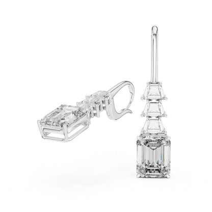 Bridal Stud Earrings | Emerald & Trapezoid Lab-Grown Diamonds | 18K Yellow Gold | Pure Carat