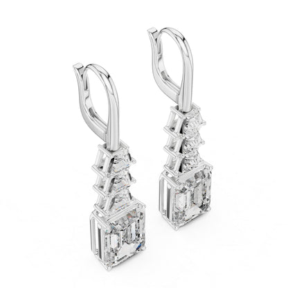 Bridal Stud Earrings | Emerald & Trapezoid Lab-Grown Diamonds | 18K Yellow Gold | Pure Carat