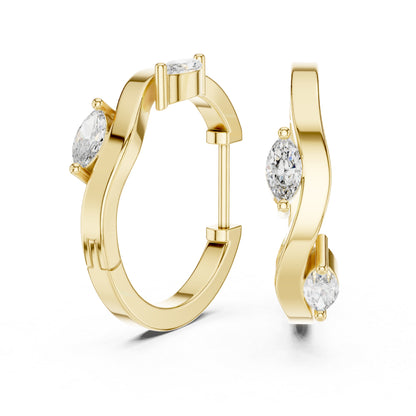Women’s Marquise Cut Diamond Earrings - 18K White Gold - Anniversary Gift - Pure Carat