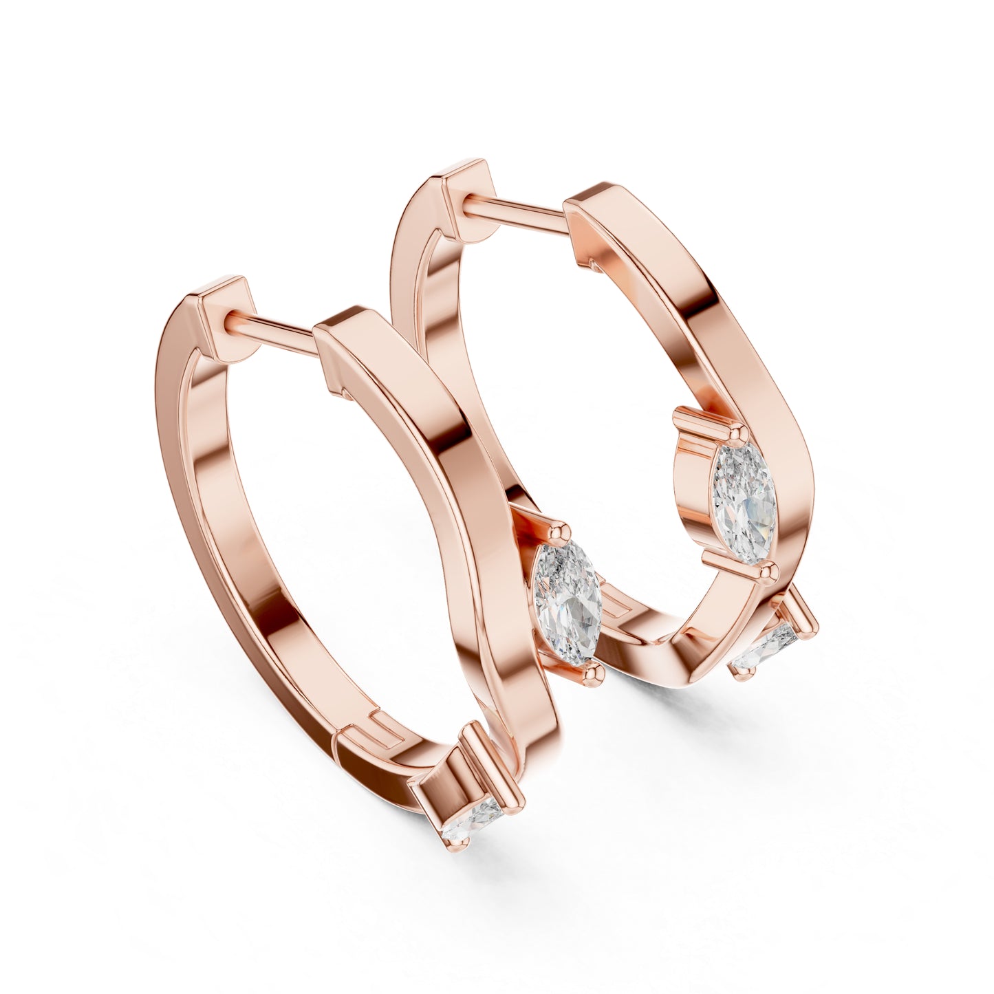Women’s Marquise Cut Diamond Earrings - 18K White Gold - Anniversary Gift - Pure Carat
