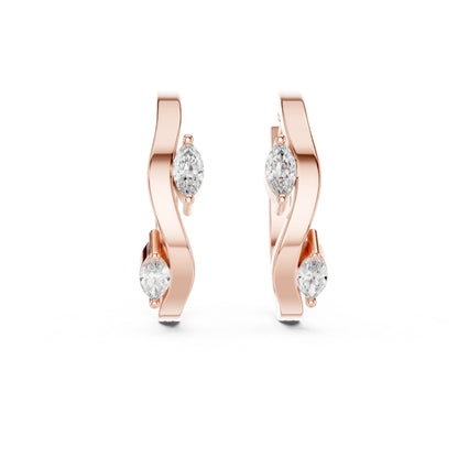 Women’s Marquise Cut Diamond Earrings - 18K White Gold - Anniversary Gift - Pure Carat