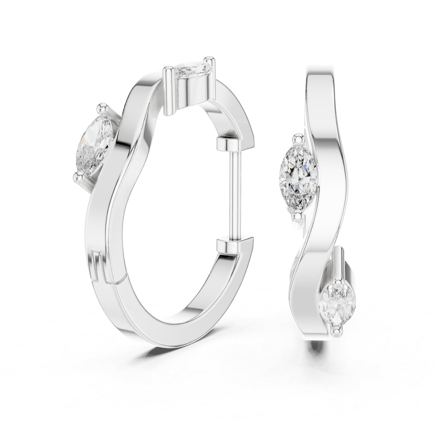 Women’s Marquise Cut Diamond Earrings - 18K White Gold - Anniversary Gift - Pure Carat