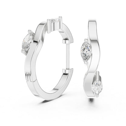 Women’s Marquise Cut Diamond Earrings - 18K White Gold - Anniversary Gift - Pure Carat