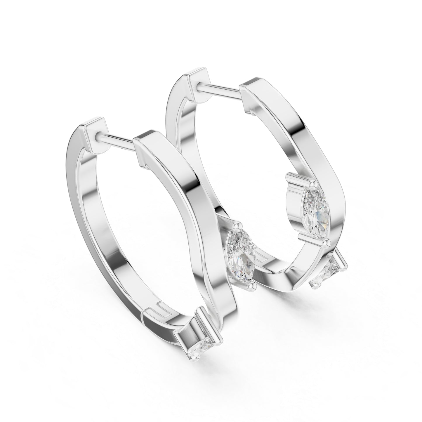 Women’s Marquise Cut Diamond Earrings - 18K White Gold - Anniversary Gift - Pure Carat