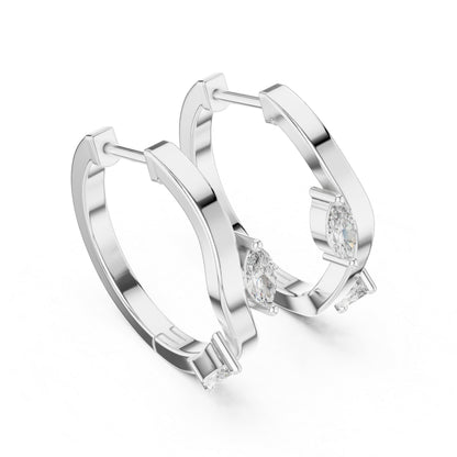 Women’s Marquise Cut Diamond Earrings - 18K White Gold - Anniversary Gift - Pure Carat