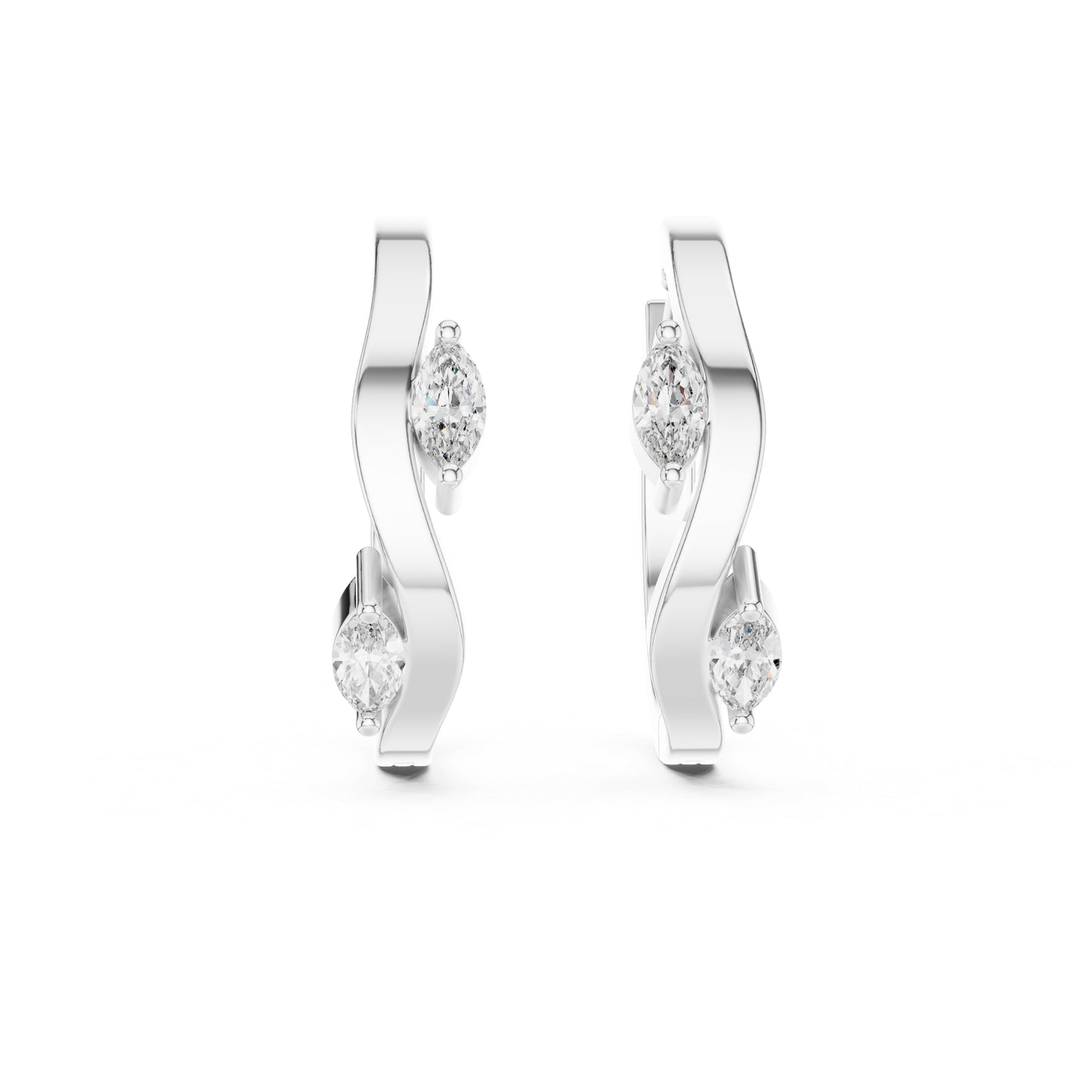 Women’s Marquise Cut Diamond Earrings - 18K White Gold - Anniversary Gift - Pure Carat