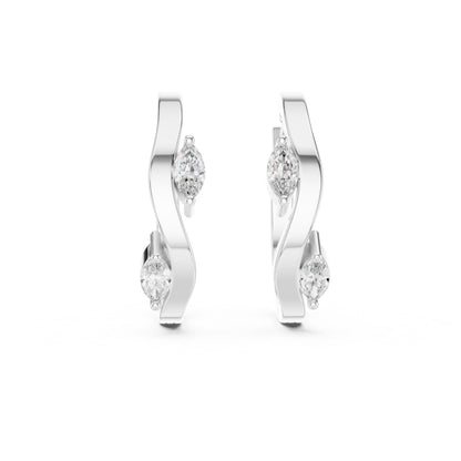 Women’s Marquise Cut Diamond Earrings - 18K White Gold - Anniversary Gift - Pure Carat