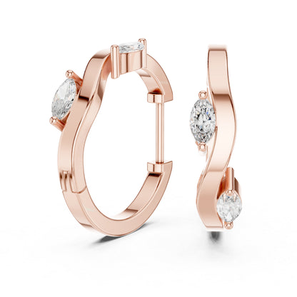 Women’s Marquise Cut Diamond Earrings - 18K White Gold - Anniversary Gift - Pure Carat