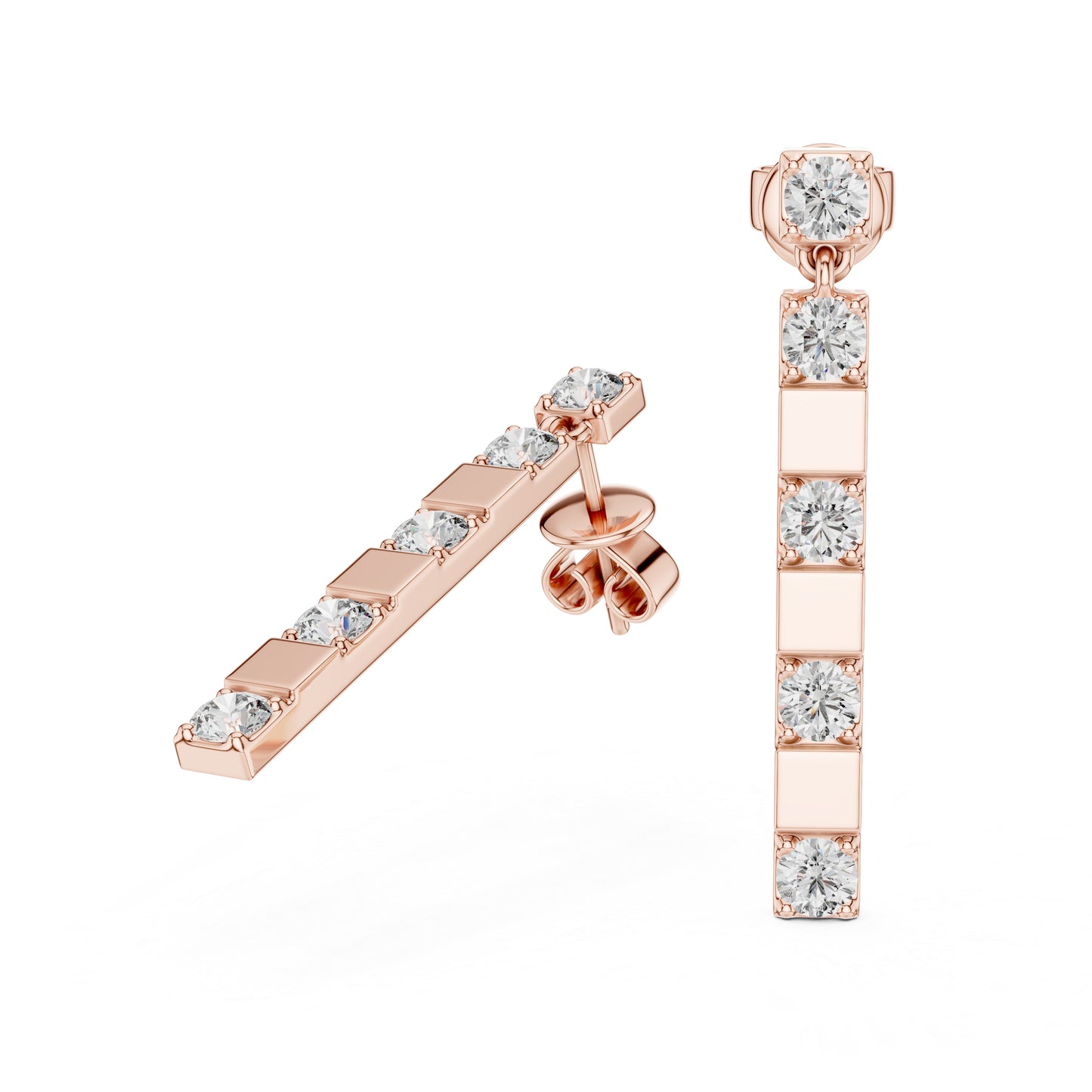 Pure Carat 14K Yellow Gold Round Diamond Earrings | Lab-Grown | Engagement Jewellery