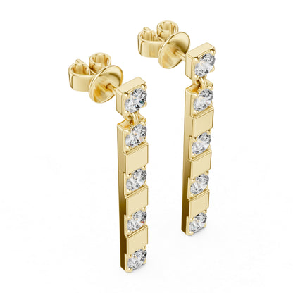 Pure Carat 14K Yellow Gold Round Diamond Earrings | Lab-Grown | Engagement Jewellery