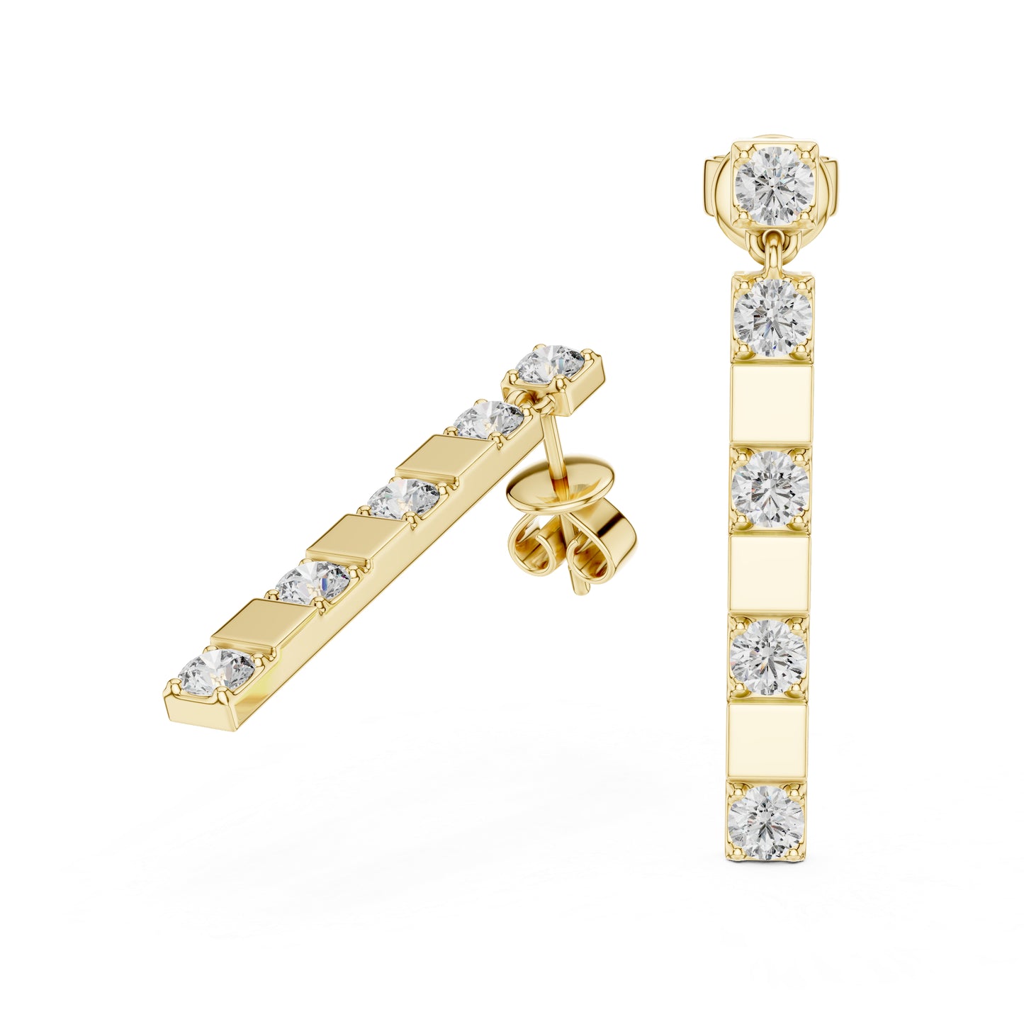 Pure Carat 14K Yellow Gold Round Diamond Earrings | Lab-Grown | Engagement Jewellery