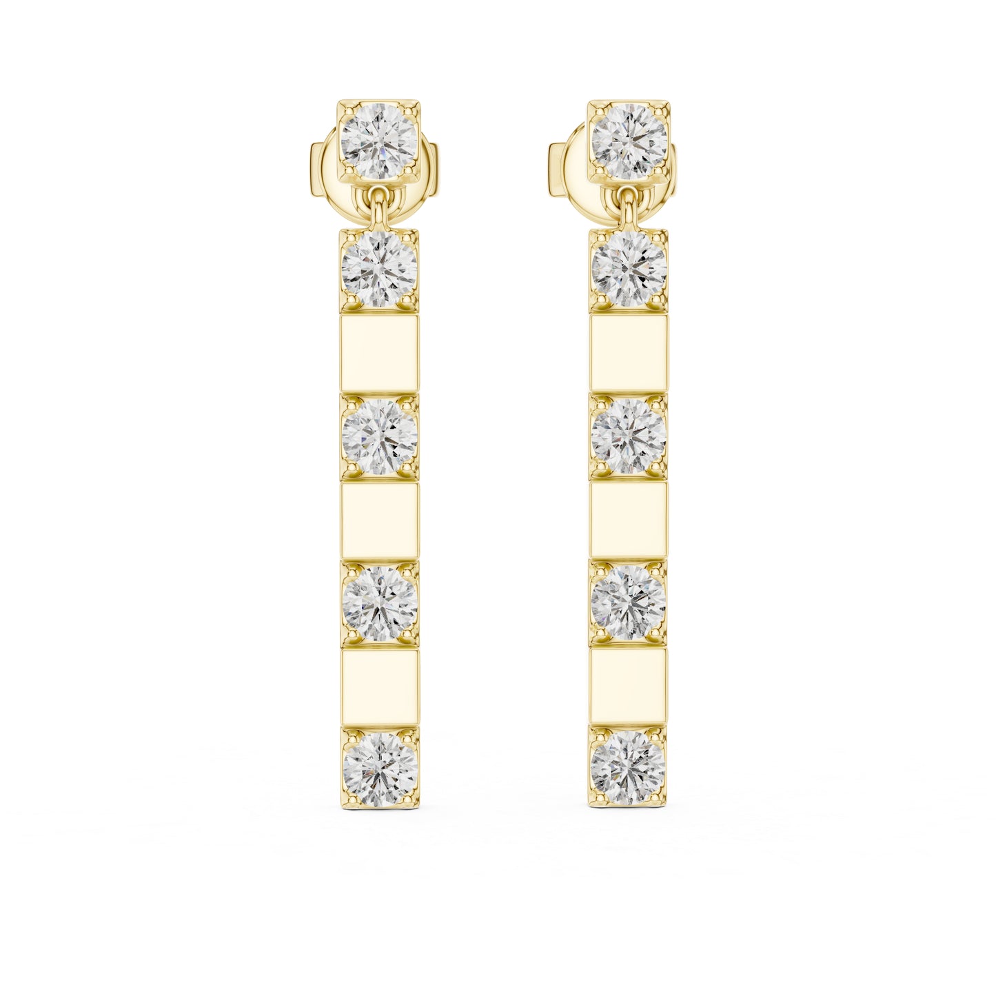 Pure Carat 14K Yellow Gold Round Diamond Earrings | Lab-Grown | Engagement Jewellery