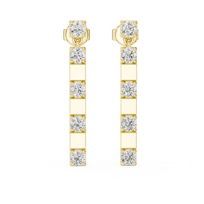Pure Carat 14K Yellow Gold Round Diamond Earrings | Lab-Grown | Engagement Jewellery