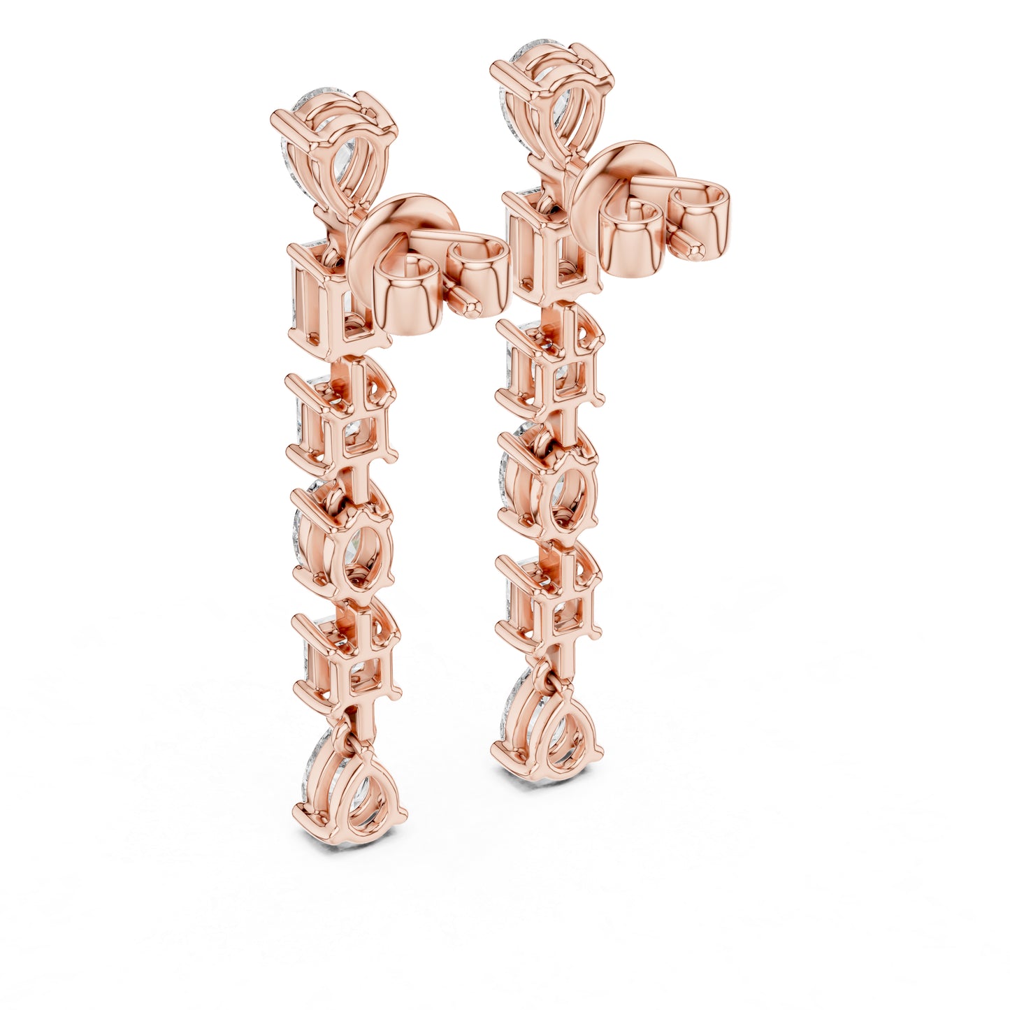 18K Rose Gold Princess/Pear/Oval Lab-Grown Diamond Stud Earrings | Wedding | Pure Carat