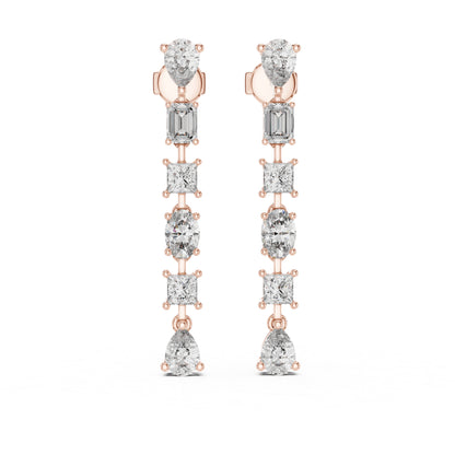 18K Rose Gold Princess/Pear/Oval Lab-Grown Diamond Stud Earrings | Wedding | Pure Carat
