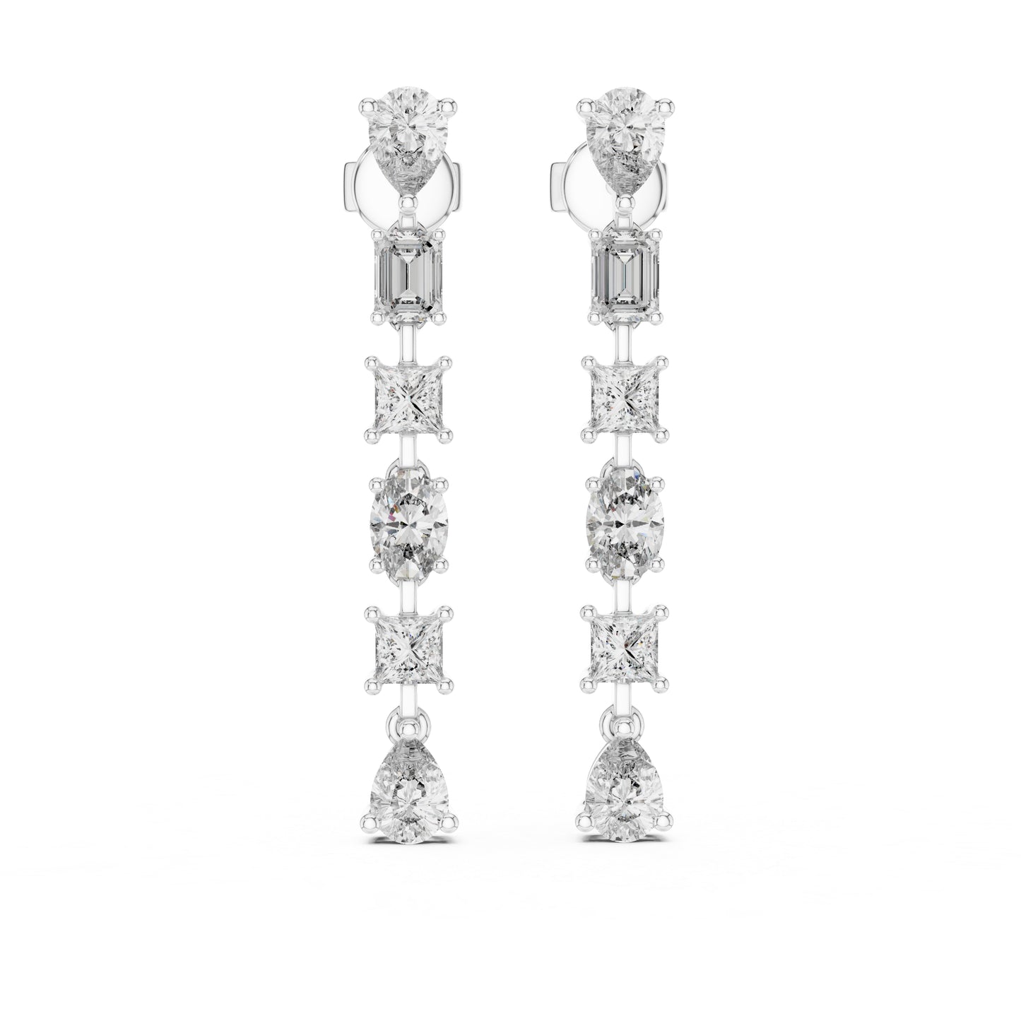 18K Rose Gold Princess/Pear/Oval Lab-Grown Diamond Stud Earrings | Wedding | Pure Carat