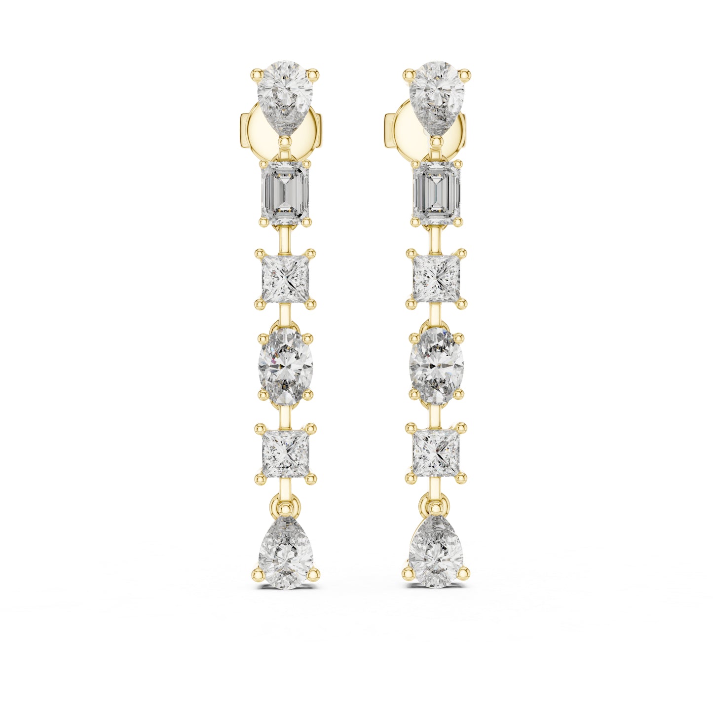 18K Rose Gold Princess/Pear/Oval Lab-Grown Diamond Stud Earrings | Wedding | Pure Carat