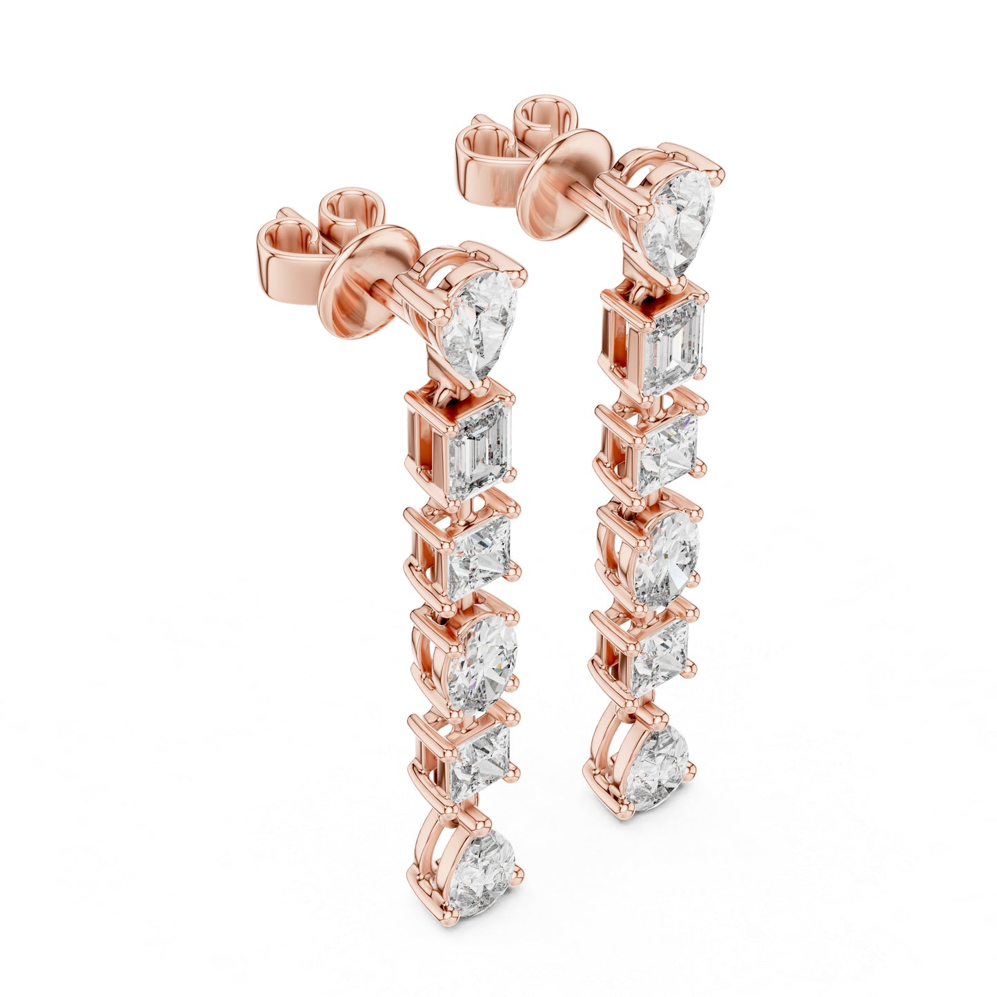 18K Rose Gold Princess/Pear/Oval Lab-Grown Diamond Stud Earrings | Wedding | Pure Carat