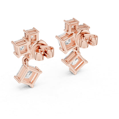 Women’s Office Wear Princess Cut Lab-Grown Cut Stud Earrings in 14K White Gold - Pure Carat