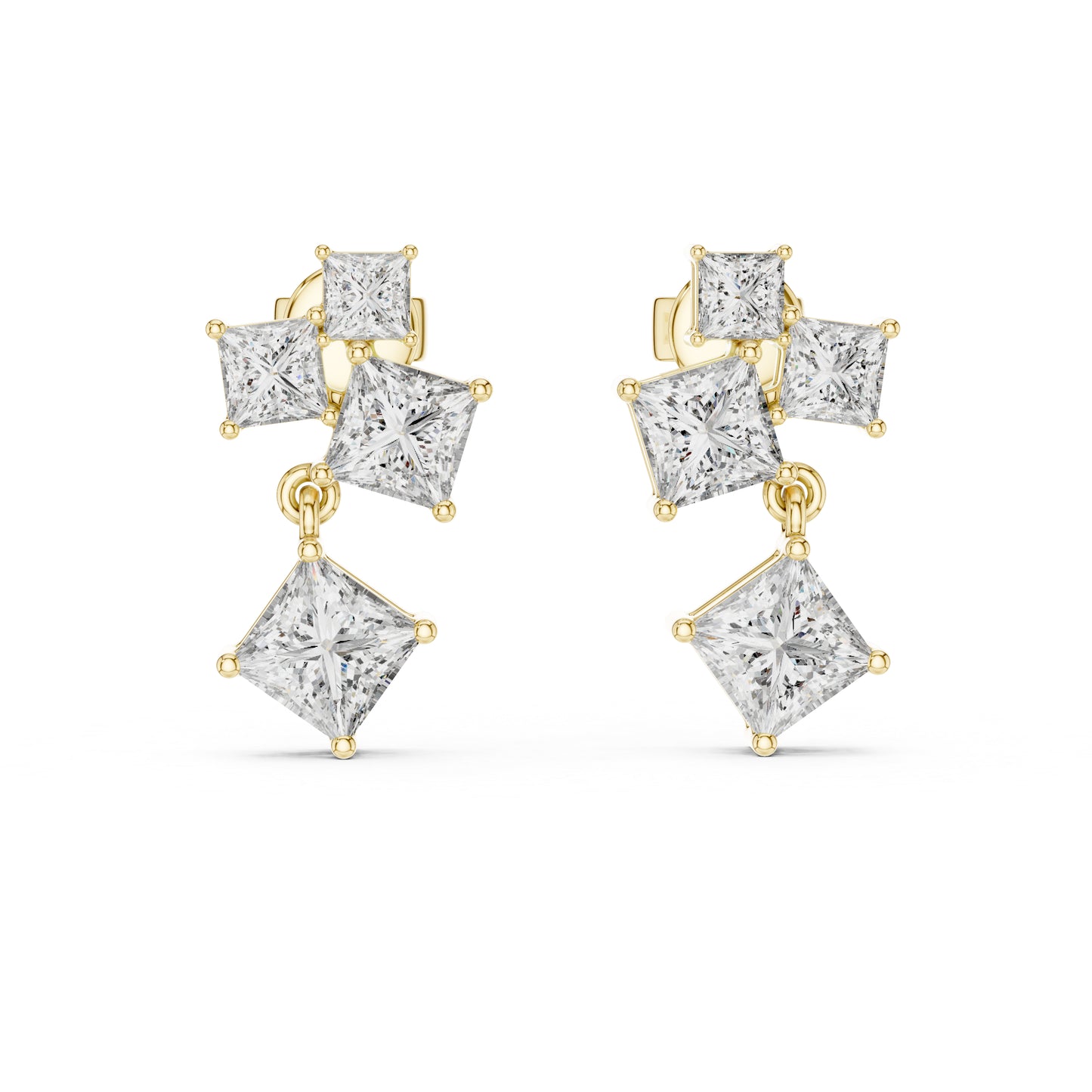 Women’s Office Wear Princess Cut Lab-Grown Cut Stud Earrings in 14K White Gold - Pure Carat