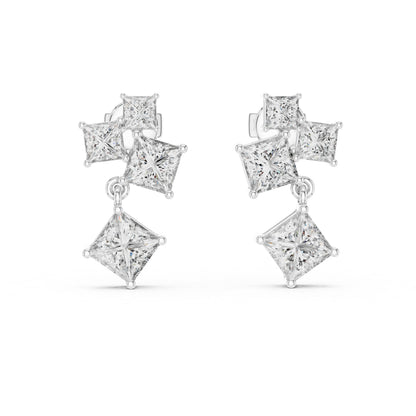Women’s Office Wear Princess Cut Lab-Grown Cut Stud Earrings in 14K White Gold - Pure Carat