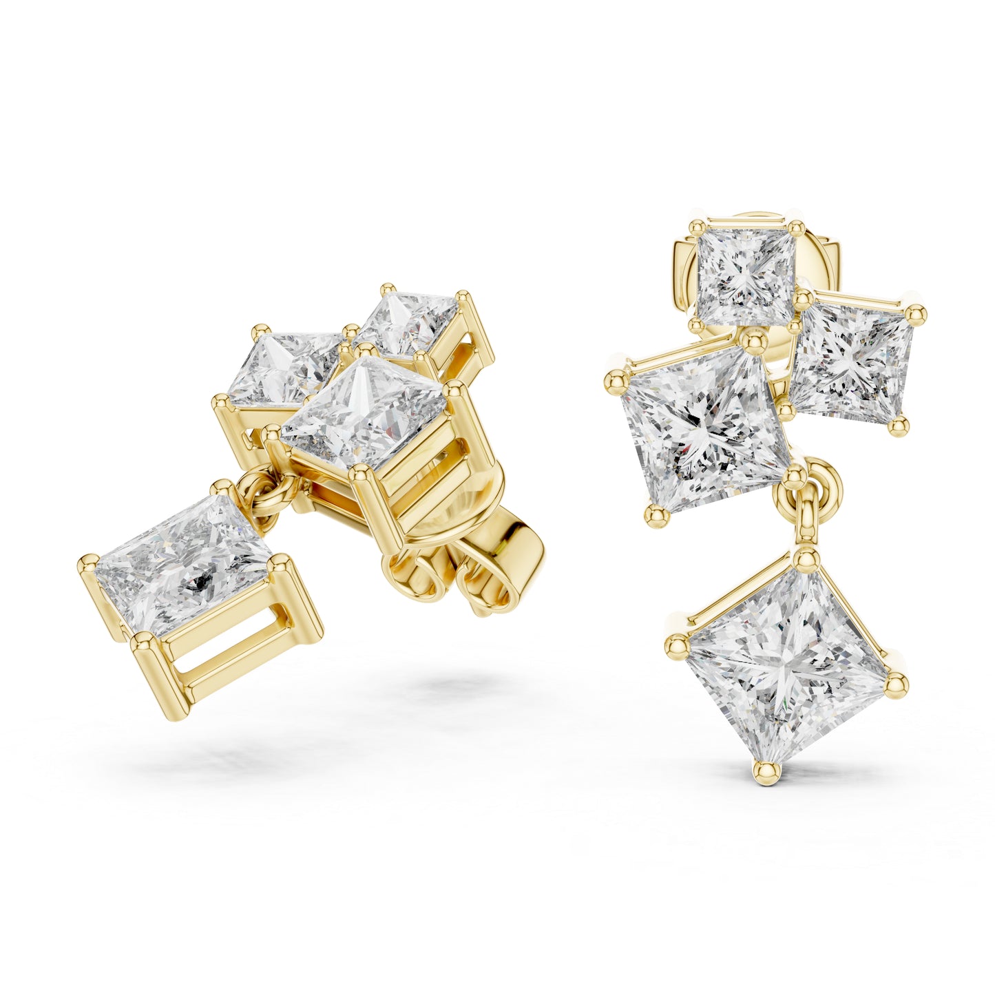 Women’s Office Wear Princess Cut Lab-Grown Cut Stud Earrings in 14K White Gold - Pure Carat