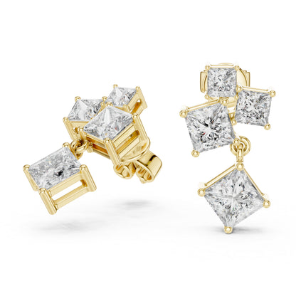 Women’s Office Wear Princess Cut Lab-Grown Cut Stud Earrings in 14K White Gold - Pure Carat