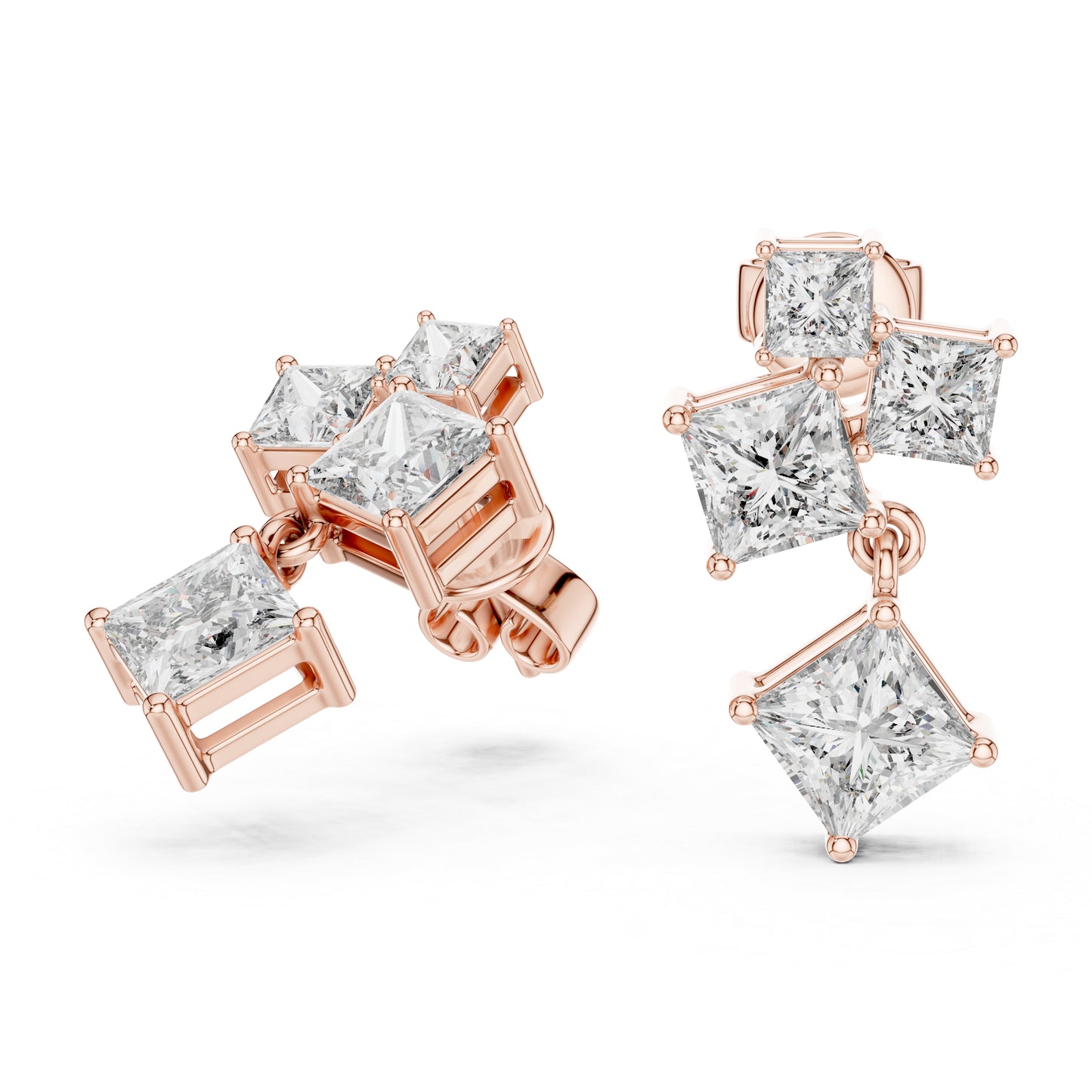 Women’s Office Wear Princess Cut Lab-Grown Cut Stud Earrings in 14K White Gold - Pure Carat