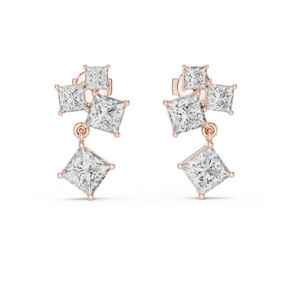 Women’s Office Wear Princess Cut Lab-Grown Cut Stud Earrings in 14K White Gold - Pure Carat