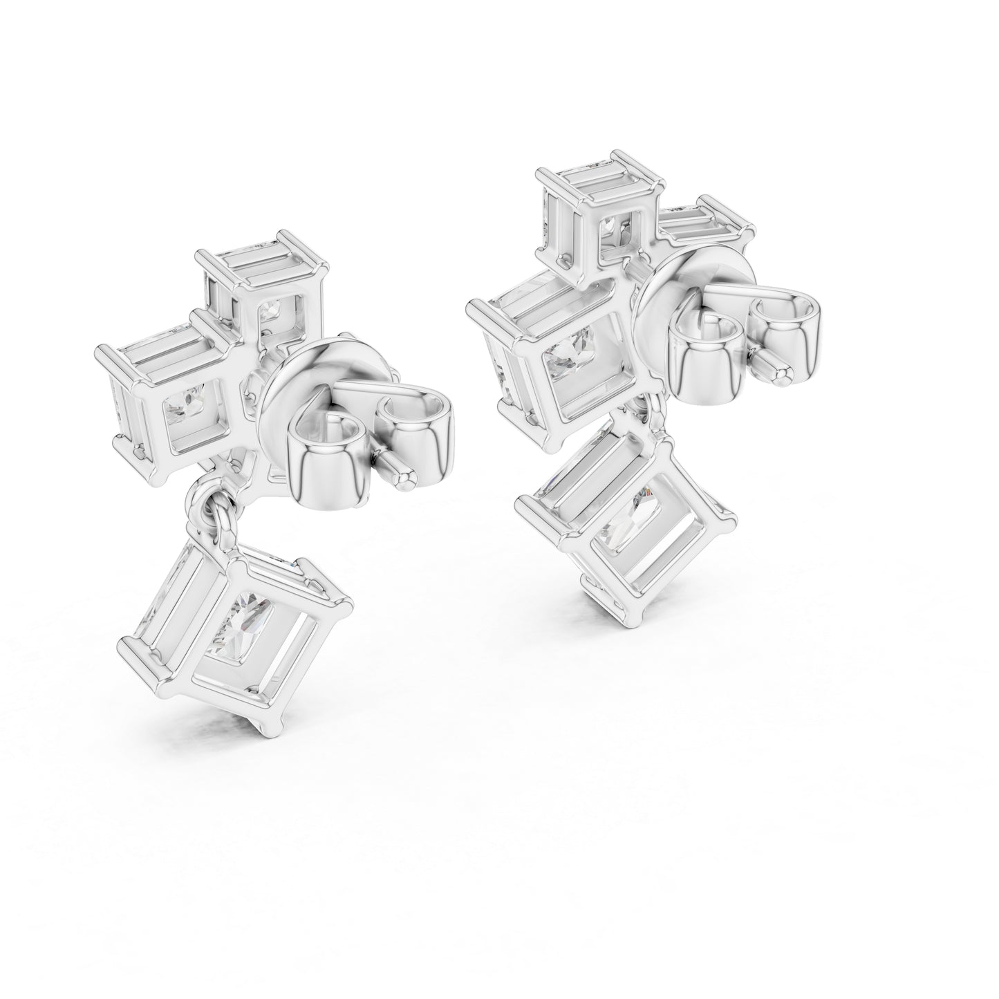 Women’s Office Wear Princess Cut Lab-Grown Cut Stud Earrings in 14K White Gold - Pure Carat