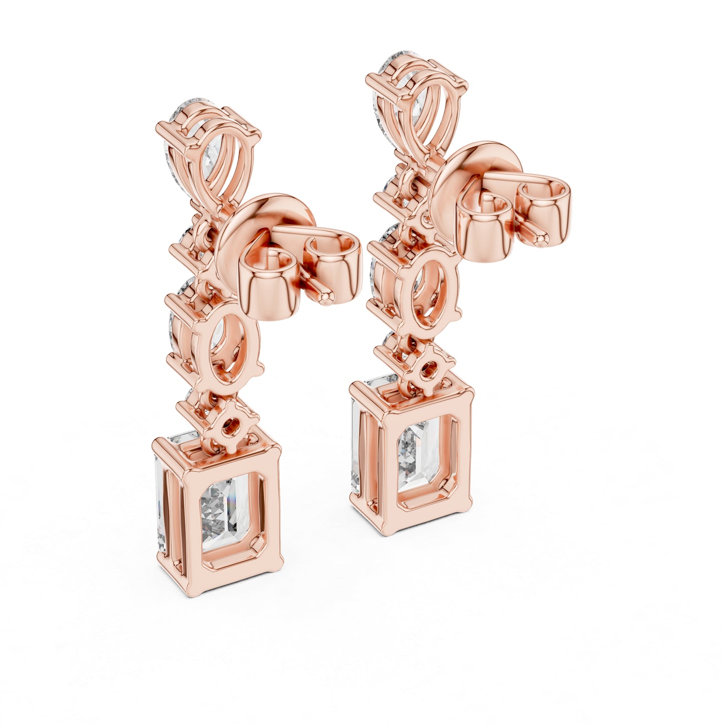 Pure Carat 18K Yellow Gold Pear, Oval & Emerald Cut Diamond Stud Earrings – Pure Carat