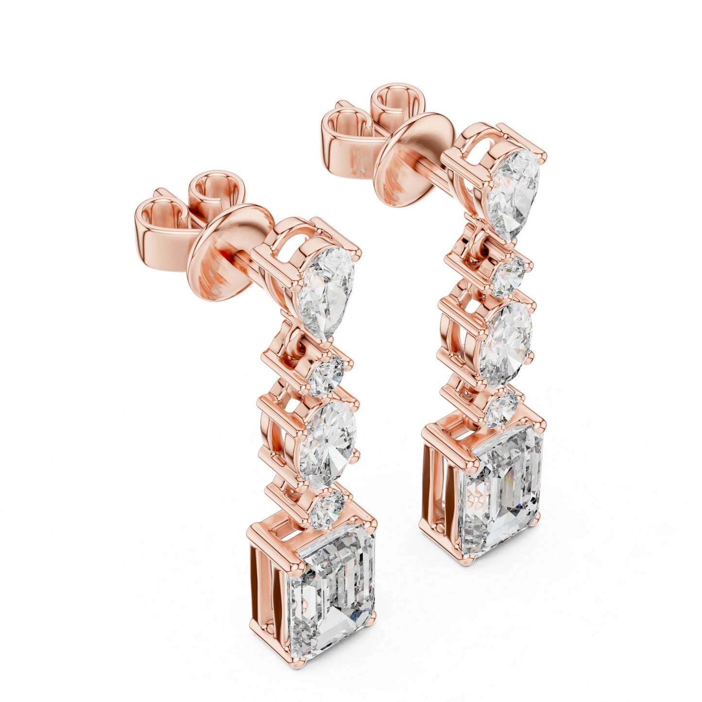 Pure Carat 18K Yellow Gold Pear, Oval & Emerald Cut Diamond Stud Earrings – Pure Carat