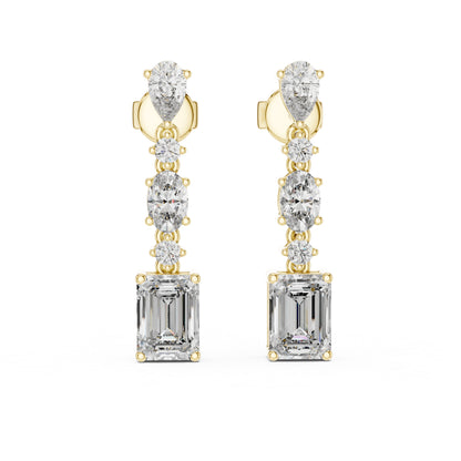 Pure Carat 18K Yellow Gold Pear, Oval & Emerald Cut Diamond Stud Earrings – Pure Carat