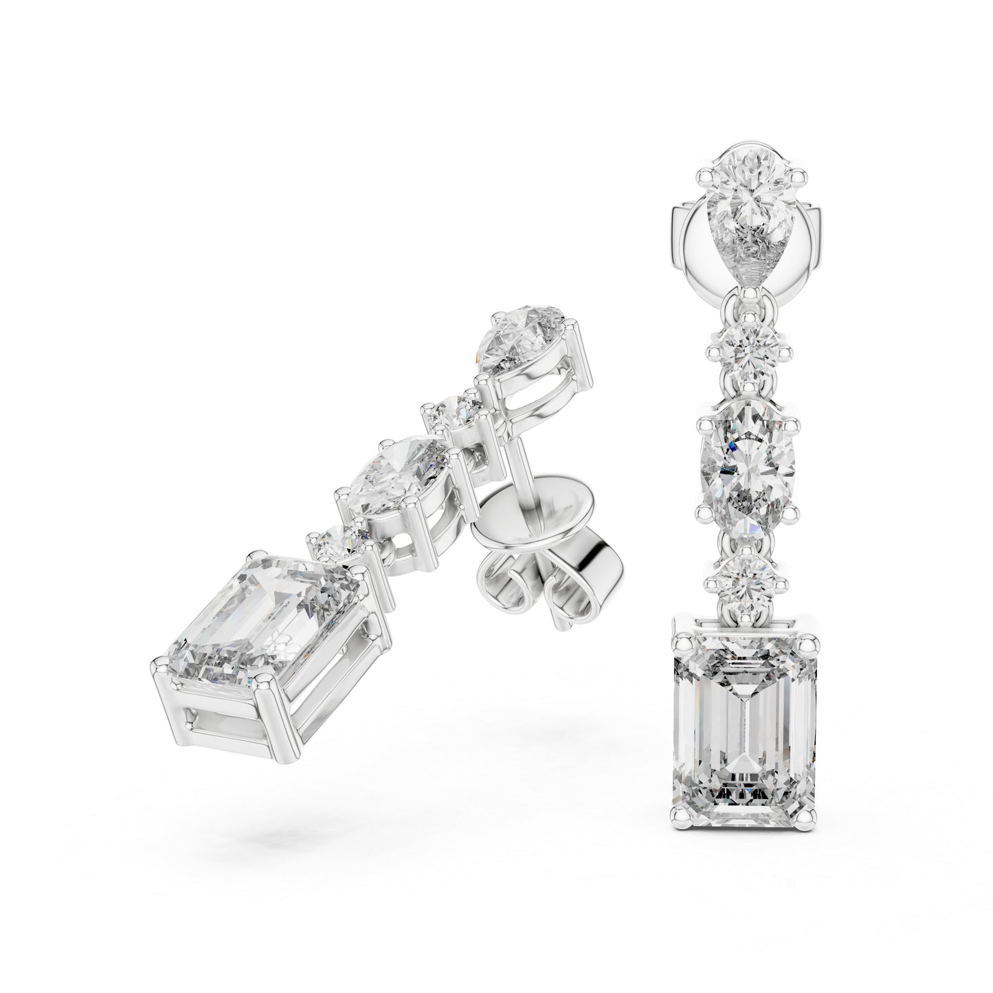Pure Carat 18K Yellow Gold Pear, Oval & Emerald Cut Diamond Stud Earrings – Pure Carat