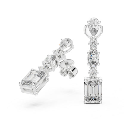 Pure Carat 18K Yellow Gold Pear, Oval & Emerald Cut Diamond Stud Earrings – Pure Carat