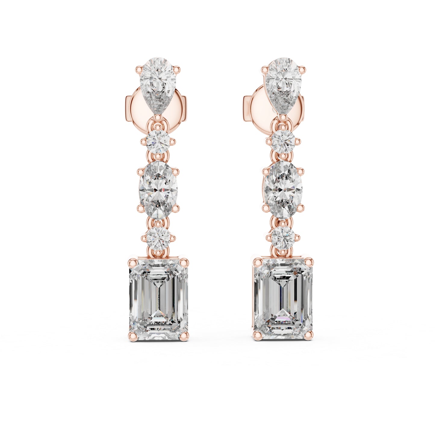 Pure Carat 18K Yellow Gold Pear, Oval & Emerald Cut Diamond Stud Earrings – Pure Carat