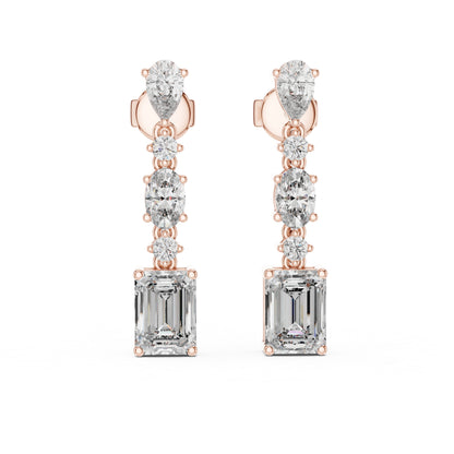 Pure Carat 18K Yellow Gold Pear, Oval & Emerald Cut Diamond Stud Earrings – Pure Carat