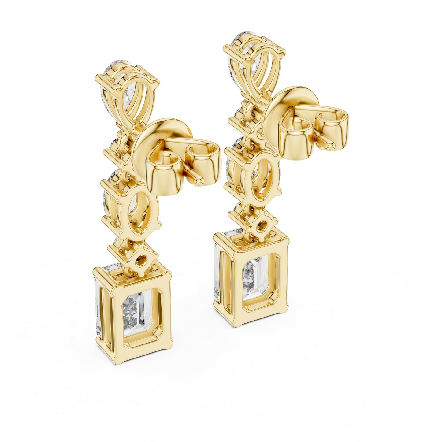 Pure Carat 18K Yellow Gold Pear, Oval & Emerald Cut Diamond Stud Earrings – Pure Carat