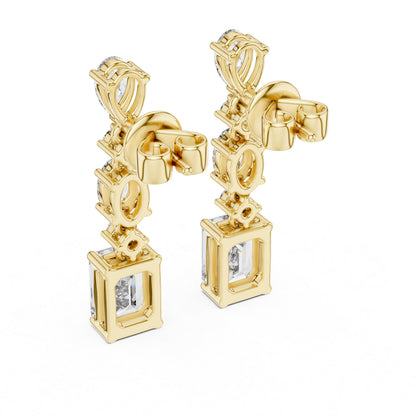 Pure Carat 18K Yellow Gold Pear, Oval & Emerald Cut Diamond Stud Earrings – Pure Carat