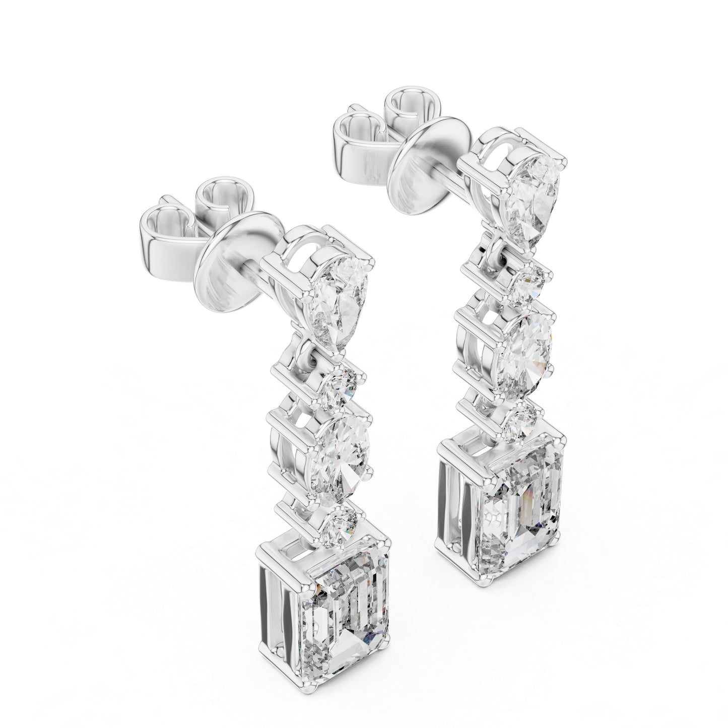Pure Carat 18K Yellow Gold Pear, Oval & Emerald Cut Diamond Stud Earrings – Pure Carat