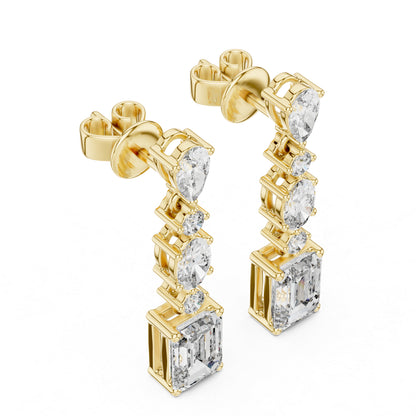 Pure Carat 18K Yellow Gold Pear, Oval & Emerald Cut Diamond Stud Earrings – Pure Carat