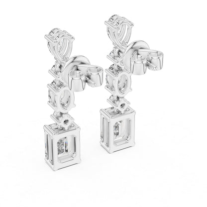 Pure Carat 18K Yellow Gold Pear, Oval & Emerald Cut Diamond Stud Earrings – Pure Carat