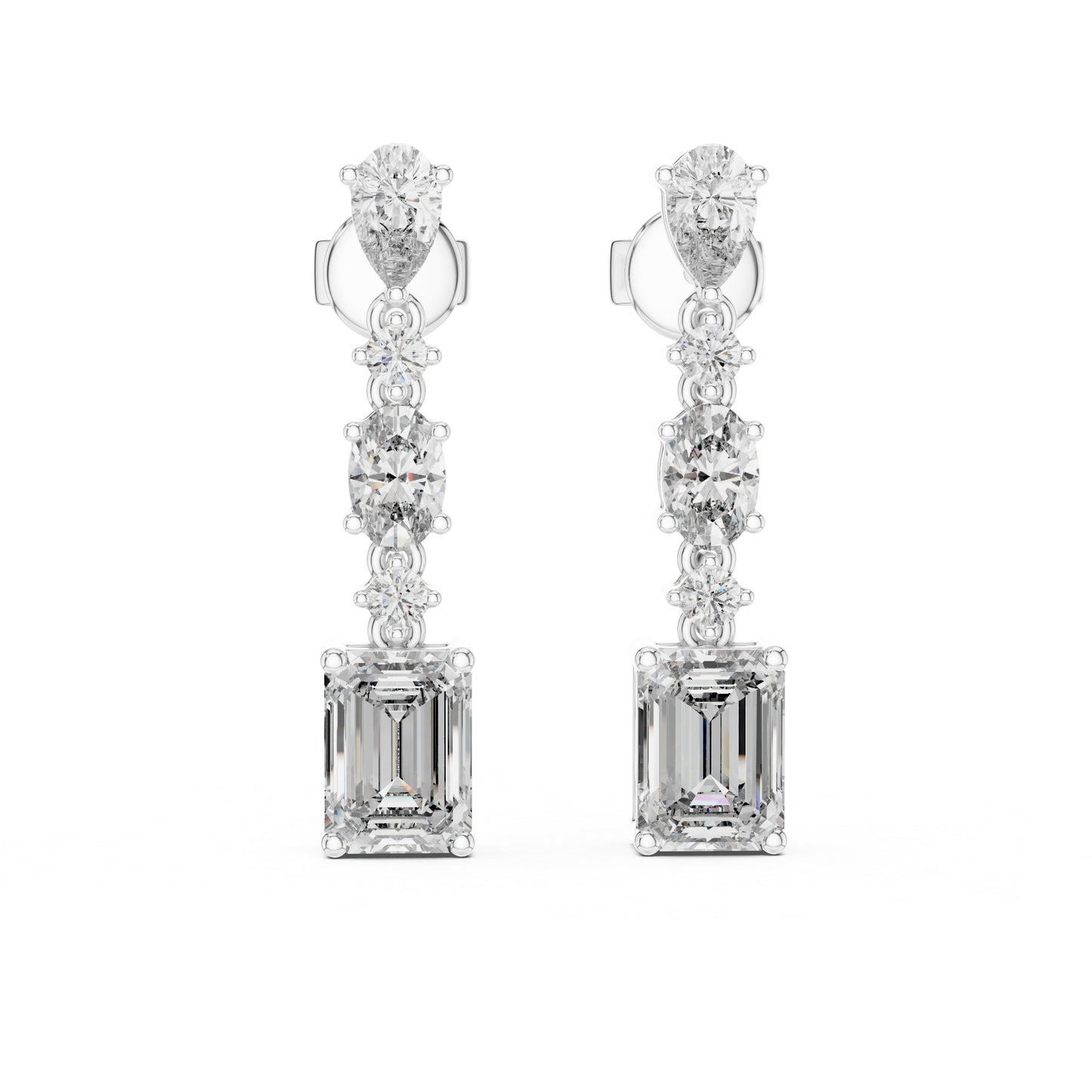 Pure Carat 18K Yellow Gold Pear, Oval & Emerald Cut Diamond Stud Earrings – Pure Carat